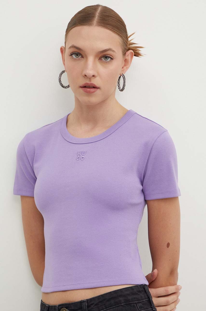 HUGO  crop top dámský s bavlnou Delanor