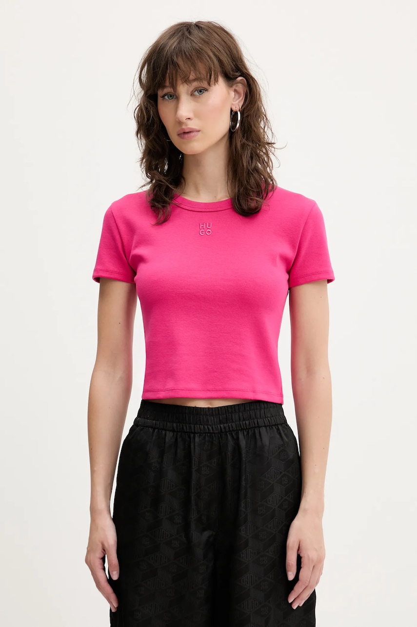 HUGO  crop top dámský s bavlnou Delanor