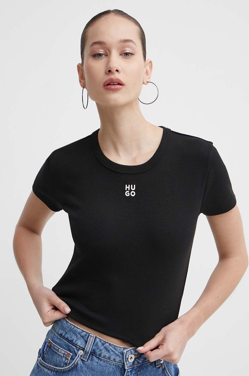 HUGO  crop top dámský s bavlnou Delanor