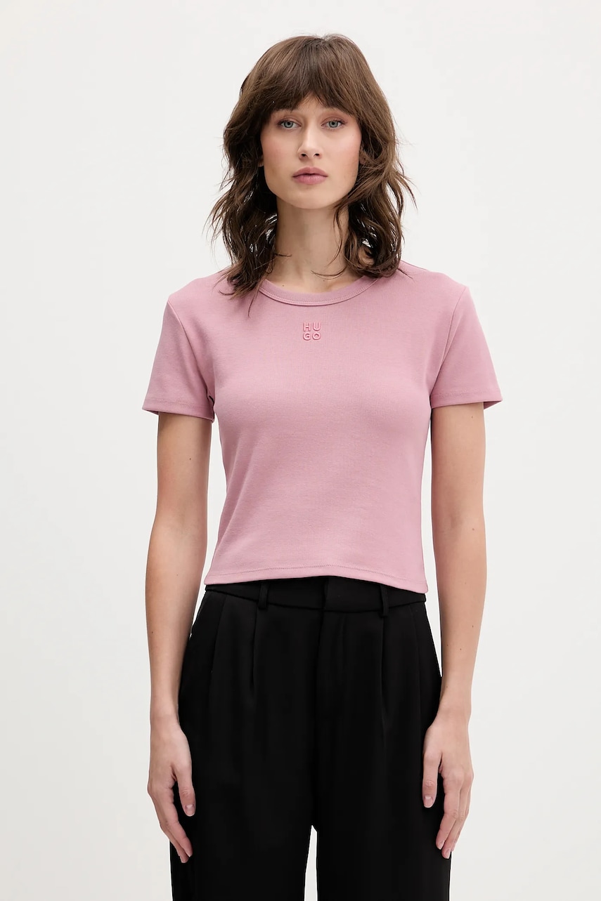 HUGO  crop top dámský z bavlny Delanor