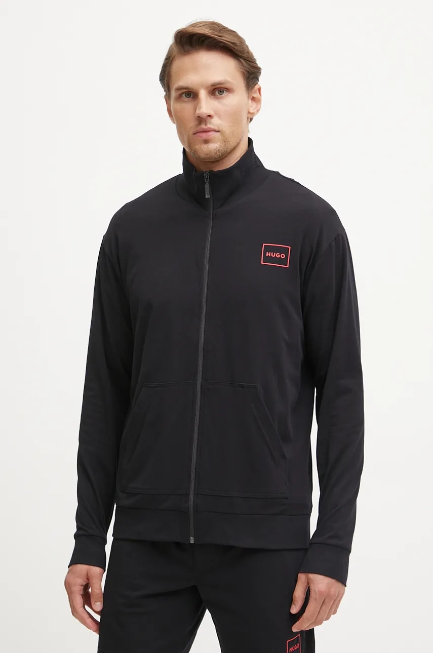 HUGO  loungwear mikina pánská bavlněná s elastanem Laze Zip Jacket