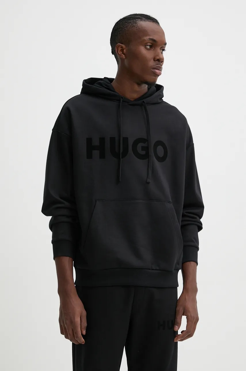 HUGO  mikina s kapucí pánská bavlněná Ditchle