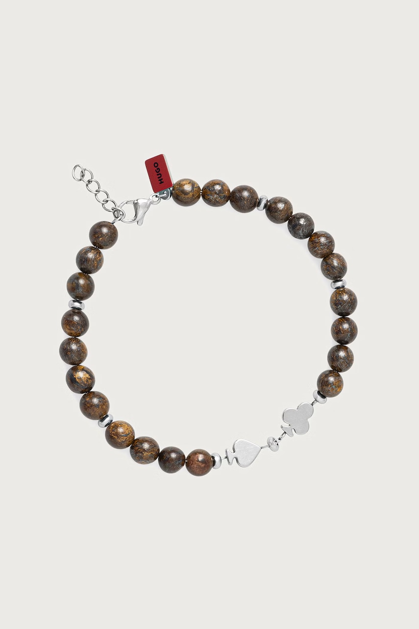 HUGO  náramek pánský z nerezové oceli s lapis lazuli E-BEADS5-BRA