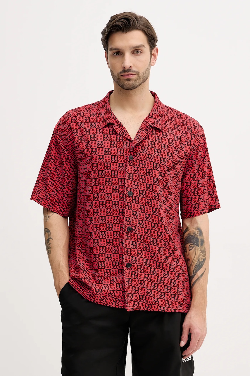 HUGO plážová košile pánská BEACH SHIRT RELAXED