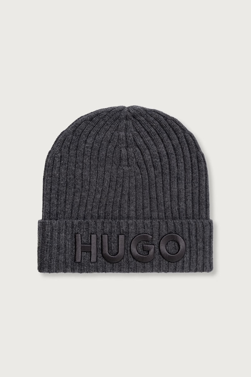 HUGO  pletená čepice pánská vlněná Unisex-X565