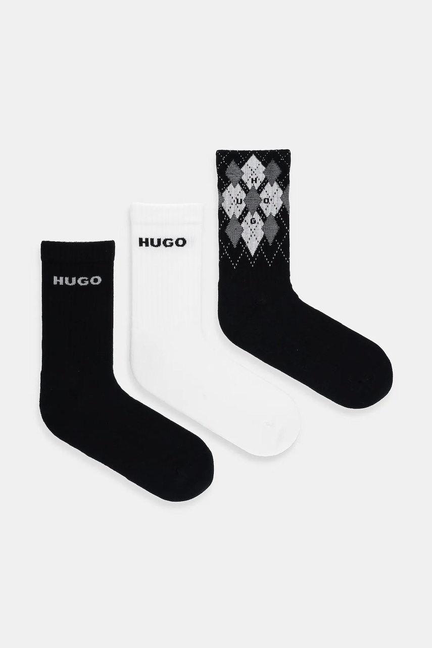 HUGO  Ponožky  3P QS RIB ARGYLE CC 3-pack