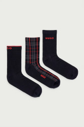 HUGO  ponožky pánské s bavlnou 3P QS RIB CHECK 3-pack