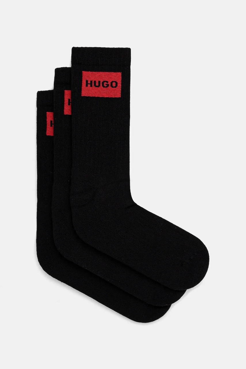 HUGO  ponožky pánské s bavlnou 3P QS RIB LABEL CC 3-pack