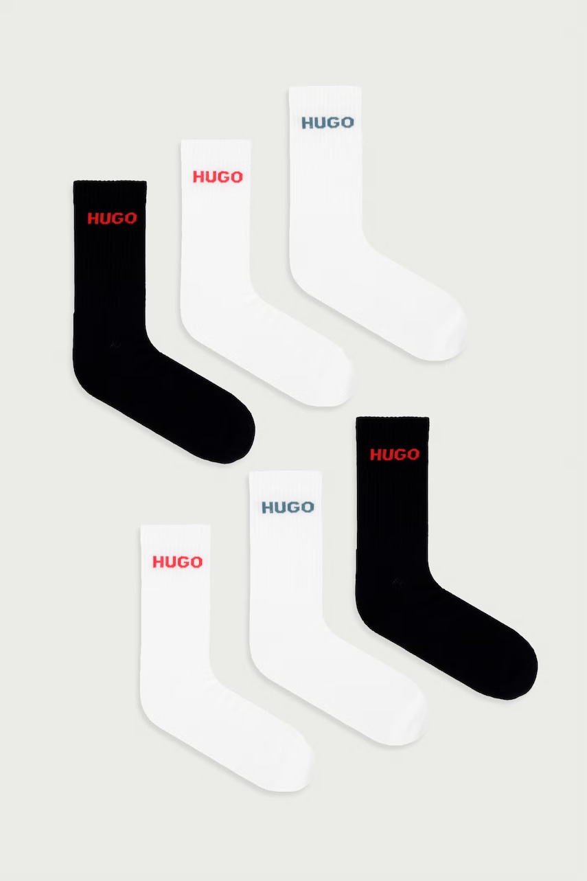 HUGO  ponožky pánské s bavlnou 6P QS RIB LOGO CC 6-pack