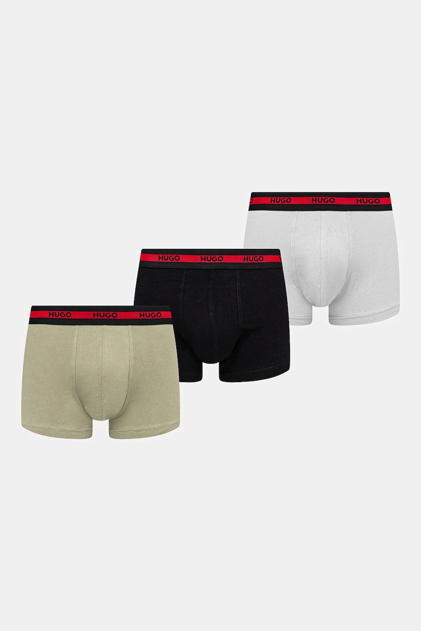 HUGO  přiléhavé boxerky pánské bavlněné s elastanem 3-pack