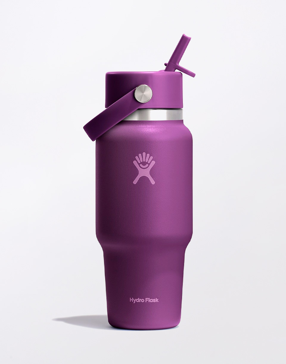 Hydro Flask Wide Mouth Travel Bottle with Flex Straw Cap 24 oz (710 ml) Beachplum purple