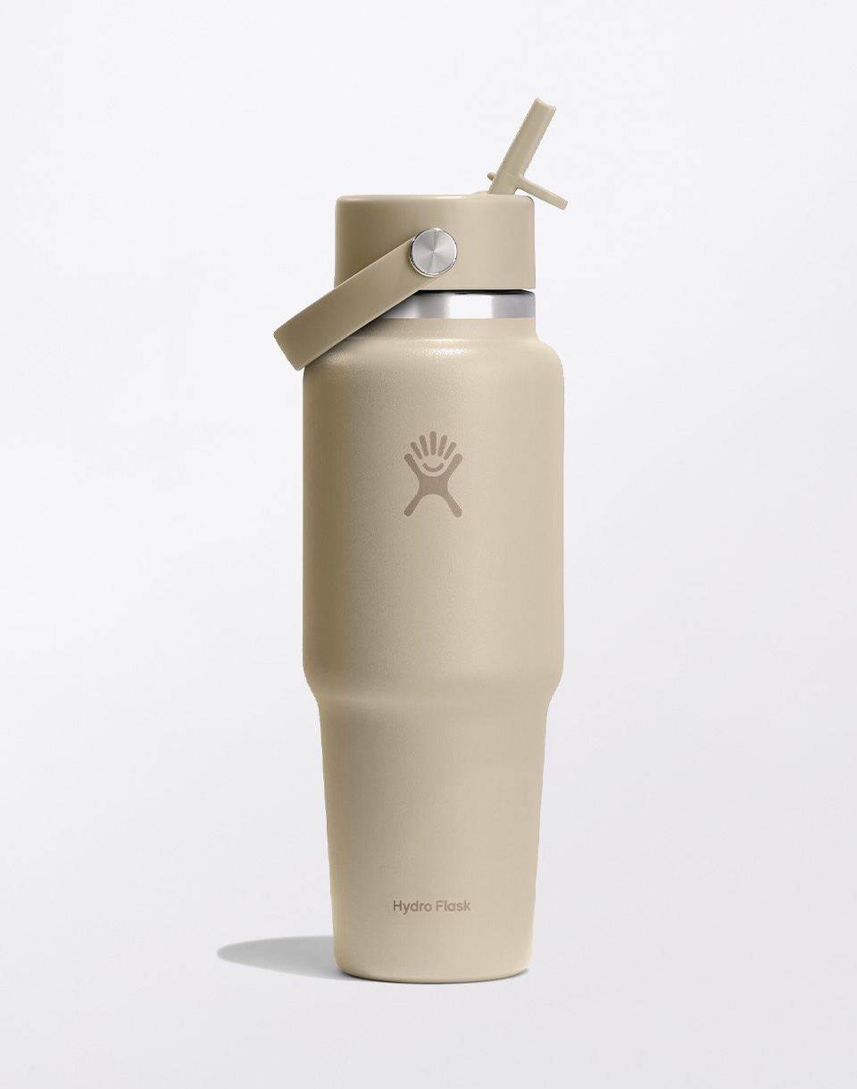 Hydro Flask Wide Mouth Travel Bottle with Flex Straw Cap 32 oz (946 ml) Oat