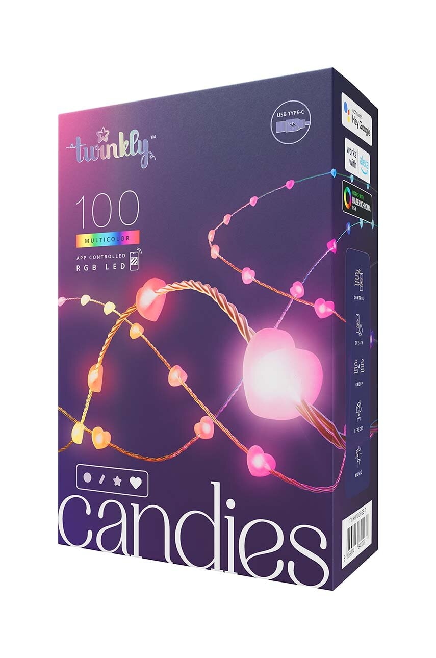 Inteligentní LED girlanda Twinkly 100 RGB LED hearts, 6 mb