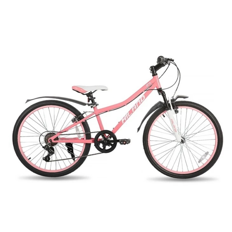 Juniorské horské kolo Hiland Climber 24" • 140-160 cm 12,5" (140-160 cm) růžová