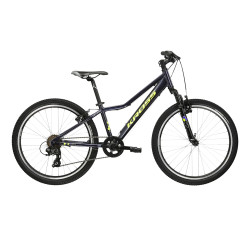 Juniorské kolo Kross Hexagon JR 1.0 24" Gen 006 S (12", 130-150 cm) námořnická modrá / žlutá / lesk
