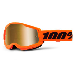 Juniorské motokrosové brýle 100% Strata 2 Junior Mirror Orange, True zlaté plexi