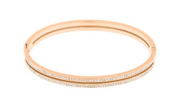 JVD Blyštivý pevný náramek z růžovozlacené oceli SSSB0058XI8RO 5,8 cm