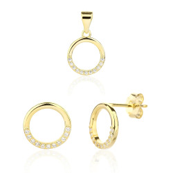 JVD Moderní pozlacená sada šperků SVLS0135SJ6GO00 (přívěsek, náušnice)