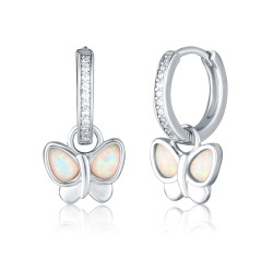 JVD Stříbrné kruhové náušnice 2v1 s motýlky SVLE3028X61O100