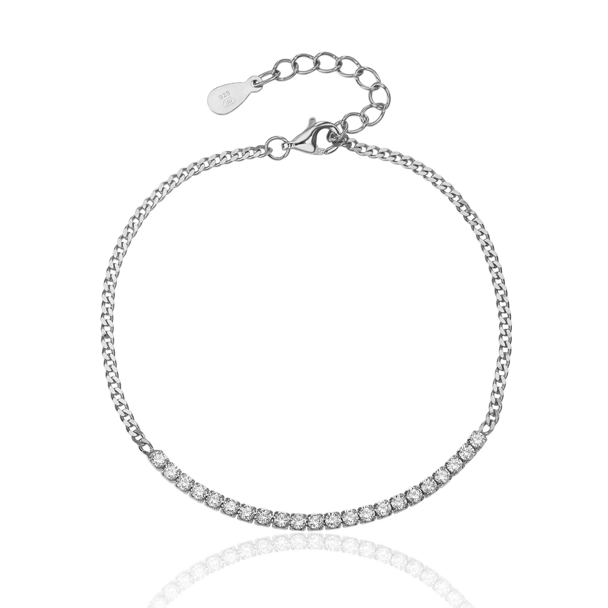 JVD Třpytivý stříbrný náramek se zirkony SVLB0557XJ6BI18