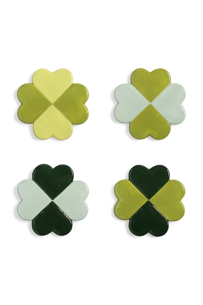 &k amsterdam  Sada podložek pod sklenice  lucky clover 4-pack