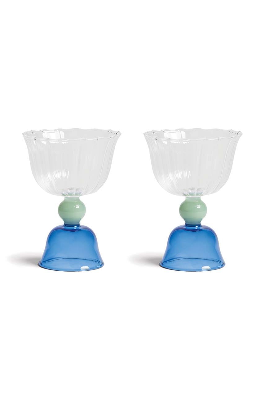 &k amsterdam  Sada sklenic na víno  tulip blue 200 ml 2-pack