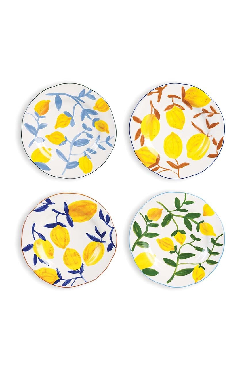 &k amsterdam  Sada talířů  Plate Lemon Twig 20 cm 4-pack