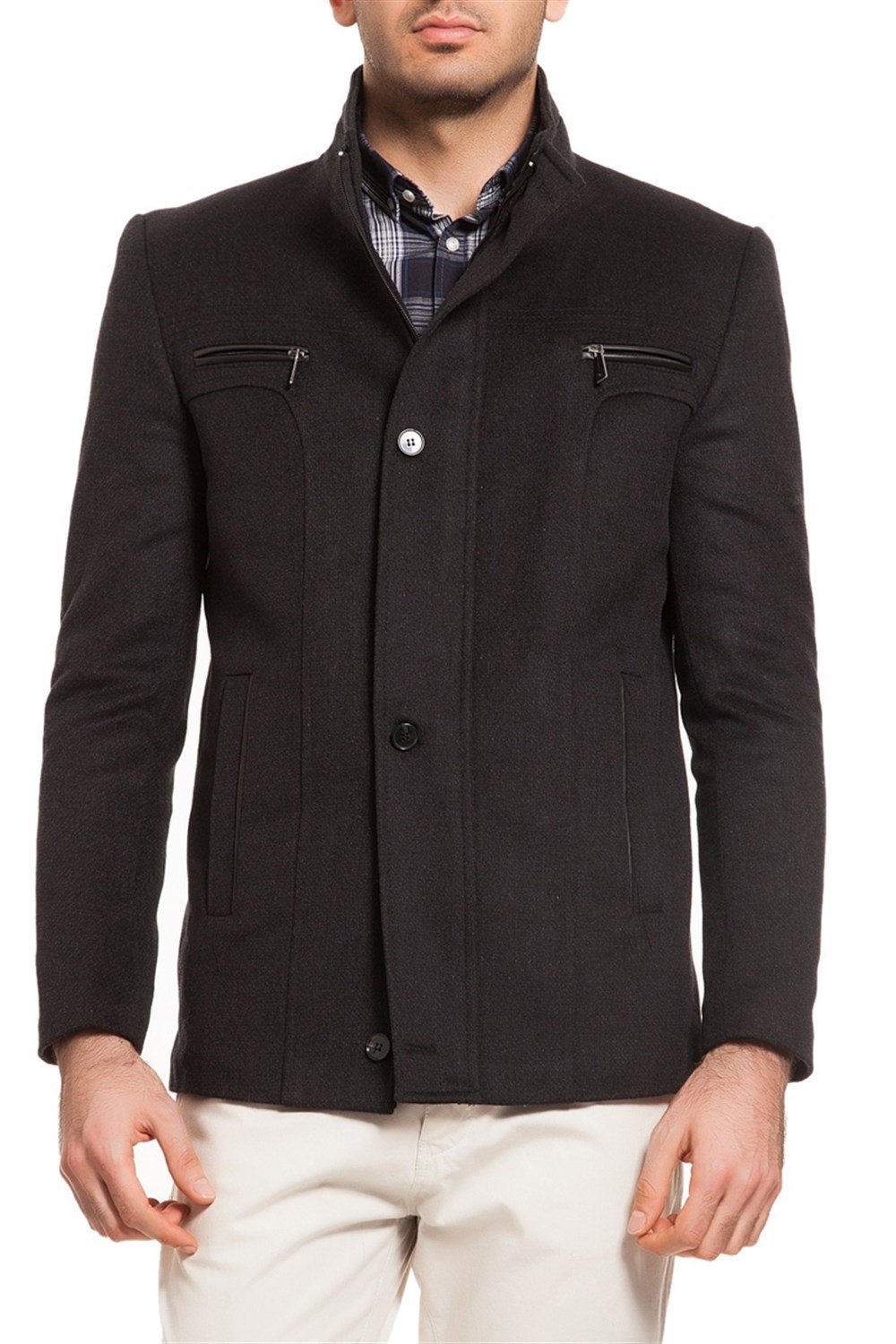 K7126 DEWBERRY MEN'S COAT-PATTERNED ANTHRACITE-5
