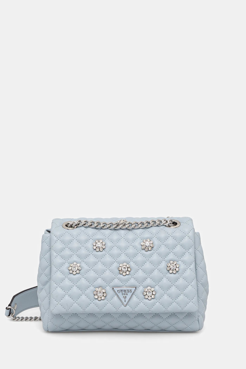 Kabelka Guess EVERLEE modrá barva, HWEY86 79210