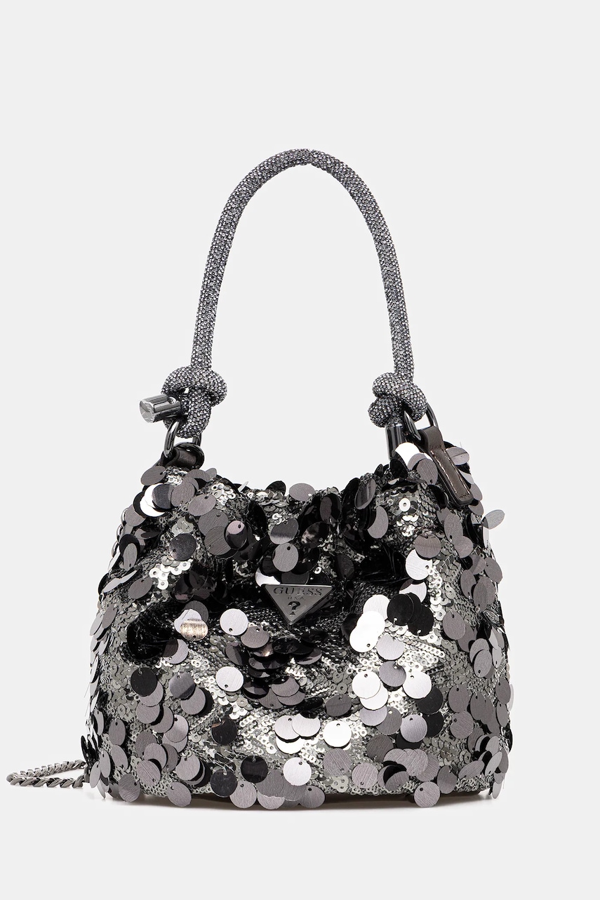 Kabelka Guess HOLIDAY stříbrná barva, HWEM95 38750