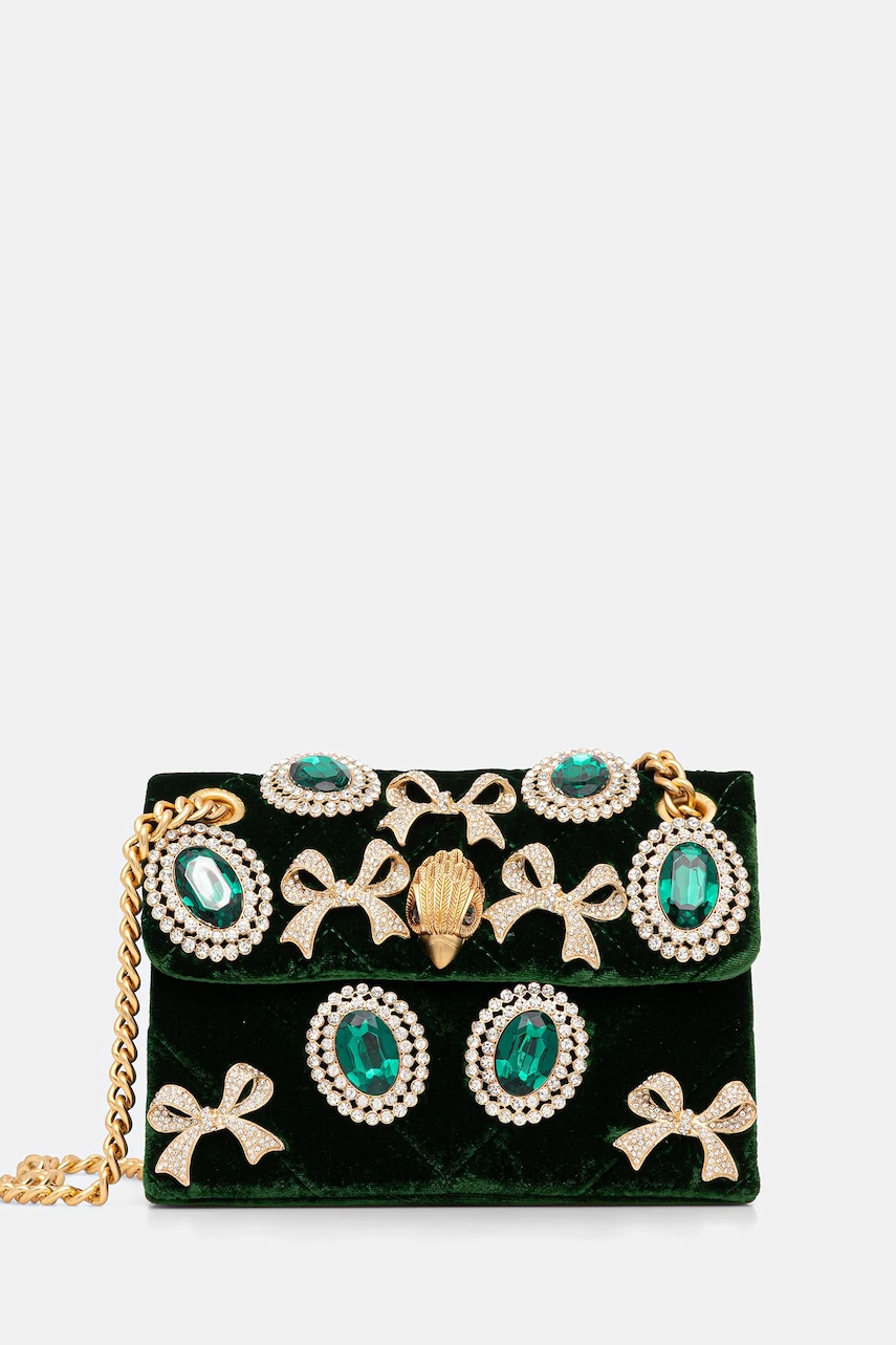 Kabelka Kurt Geiger London VELVET MINI KENSINGTON zelená barva, 5018771789