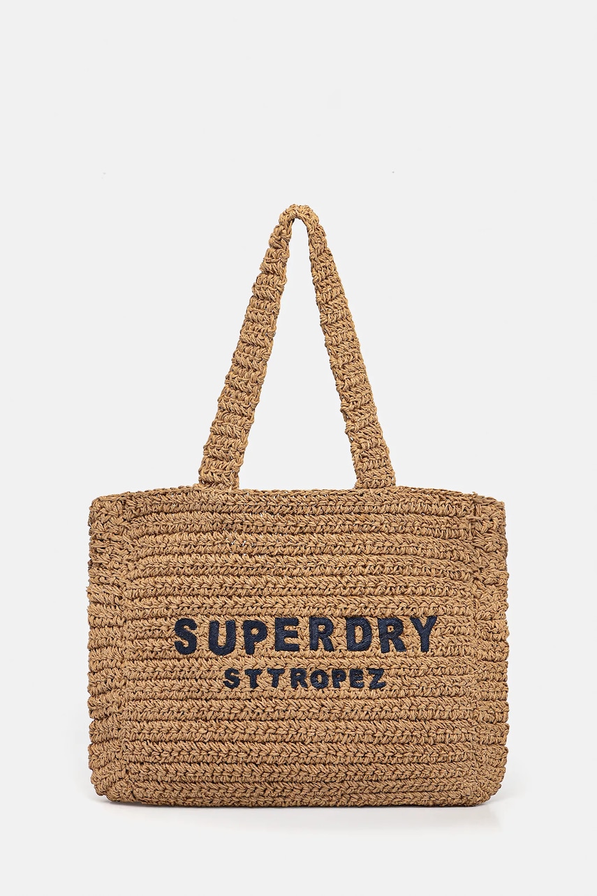 Kabelka Superdry hnědá barva, W9110401A-F4X