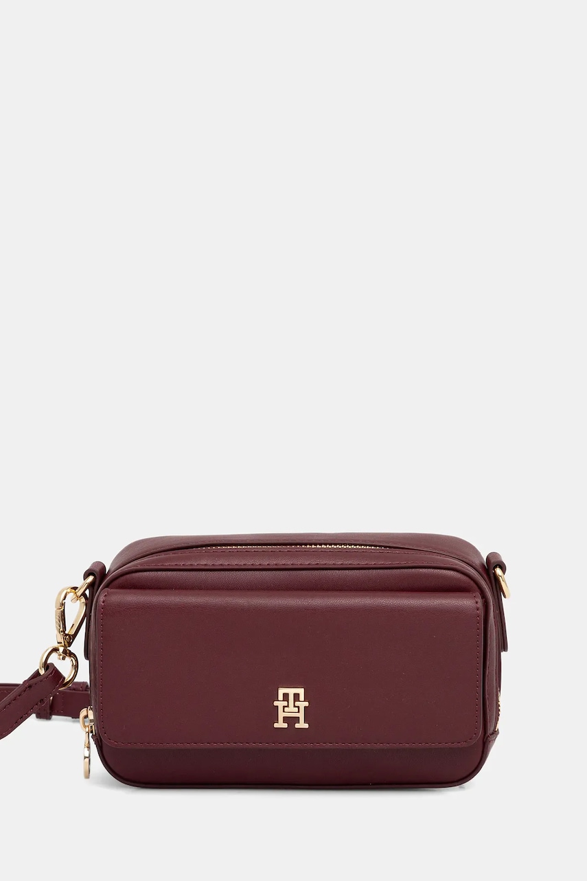 Kabelka Tommy Hilfiger vínová barva, AW0AW17680