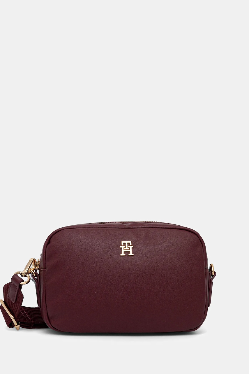 Kabelka Tommy Hilfiger vínová barva, AW0AW17702