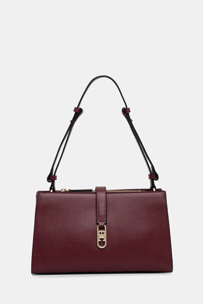 Kabelka Tommy Hilfiger vínová barva, AW0AW17718