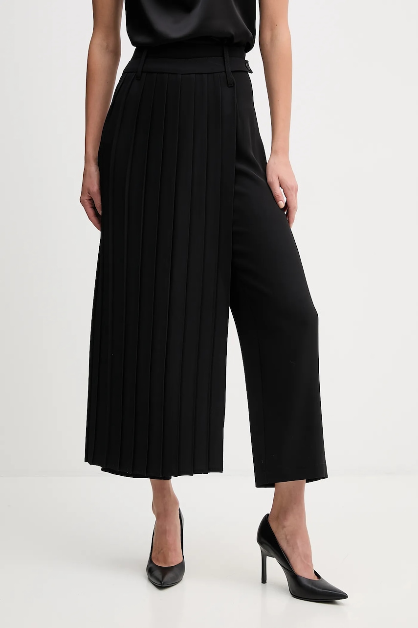 Kalhotová sukně Sandro Ferrone dámská, černá barva, medium waist, S32YBFMOLTO