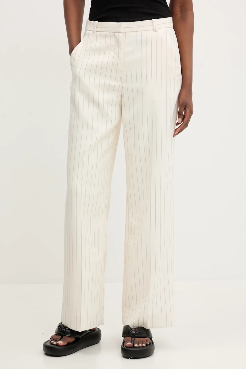 Kalhoty Abercrombie & Fitch dámské, béžová barva, široké, high waist, KI156-5366