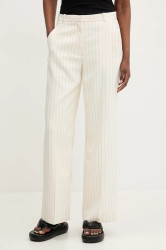 Kalhoty Abercrombie & Fitch dámské, béžová barva, široké, high waist, KI156-5366