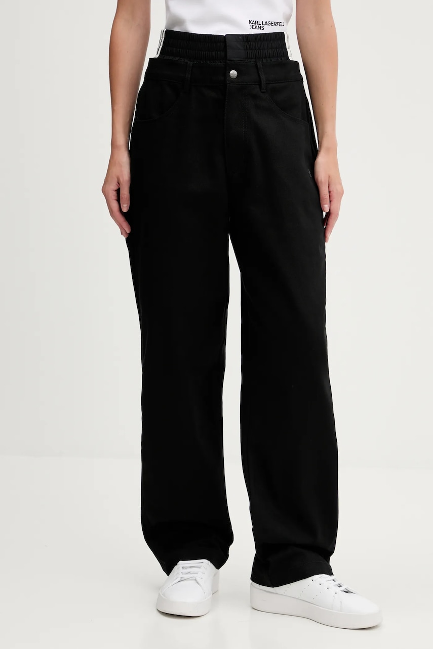 Kalhoty adidas Originals Firebird dámské, černá barva, high waist, JX7594