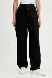 Kalhoty adidas Originals Firebird dámské, černá barva, high waist, JX7594