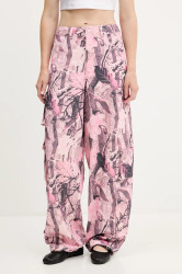 Kalhoty adidas Originals Sat Cargo Pants dámské, růžová barva, široké, high waist, KC8809