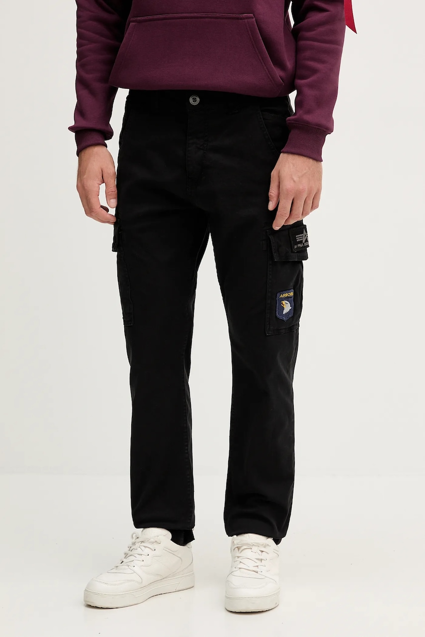 Kalhoty Alpha Industries pánské, černá barva, ve střihu cargo, 178207.03