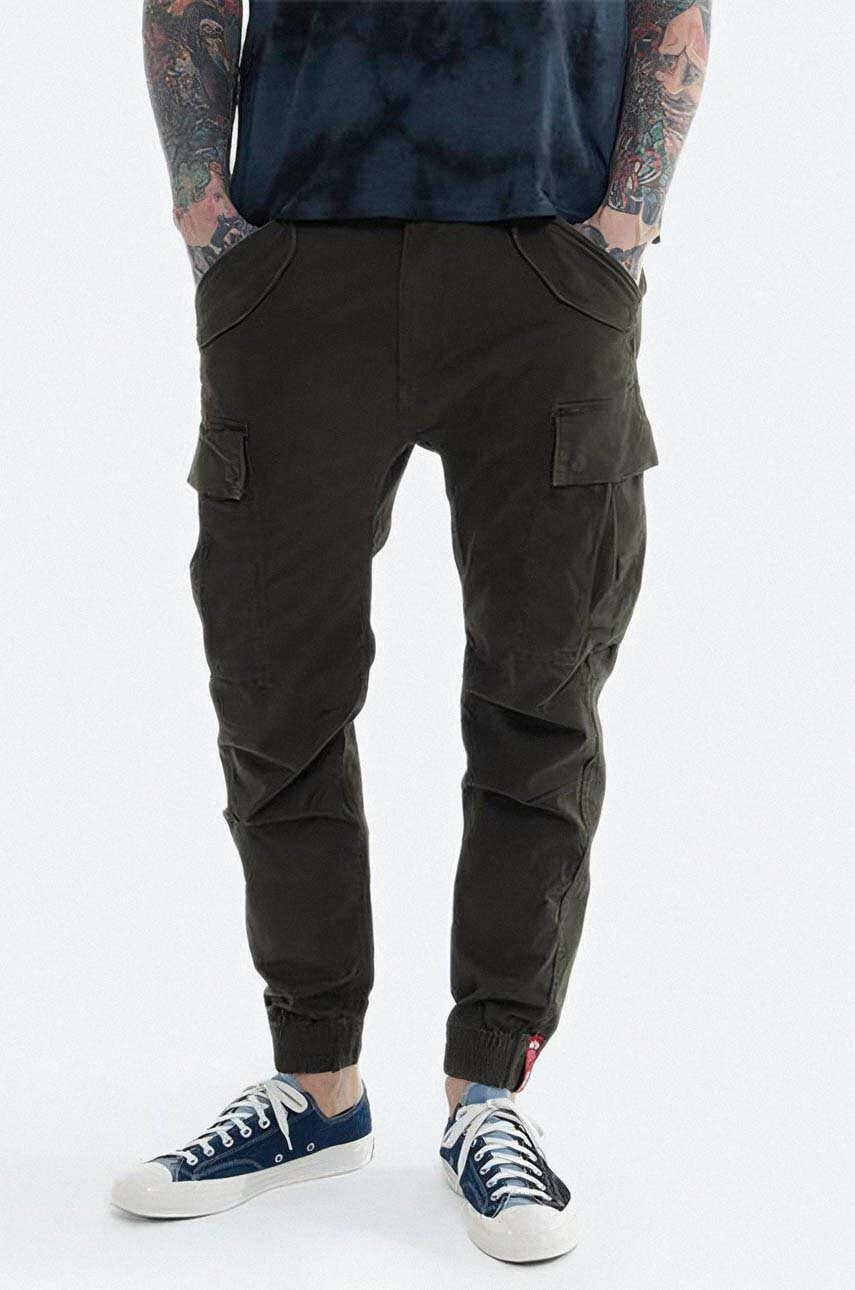 Kalhoty Alpha Industries Spodnie Alpha Industries Alman Pant 188201 413 pánské, zelená barva, ve střihu cargo