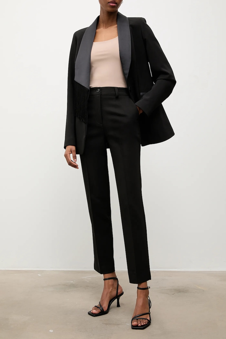 Kalhoty Answear.LAB dámské, černá barva, přiléhavé, high waist