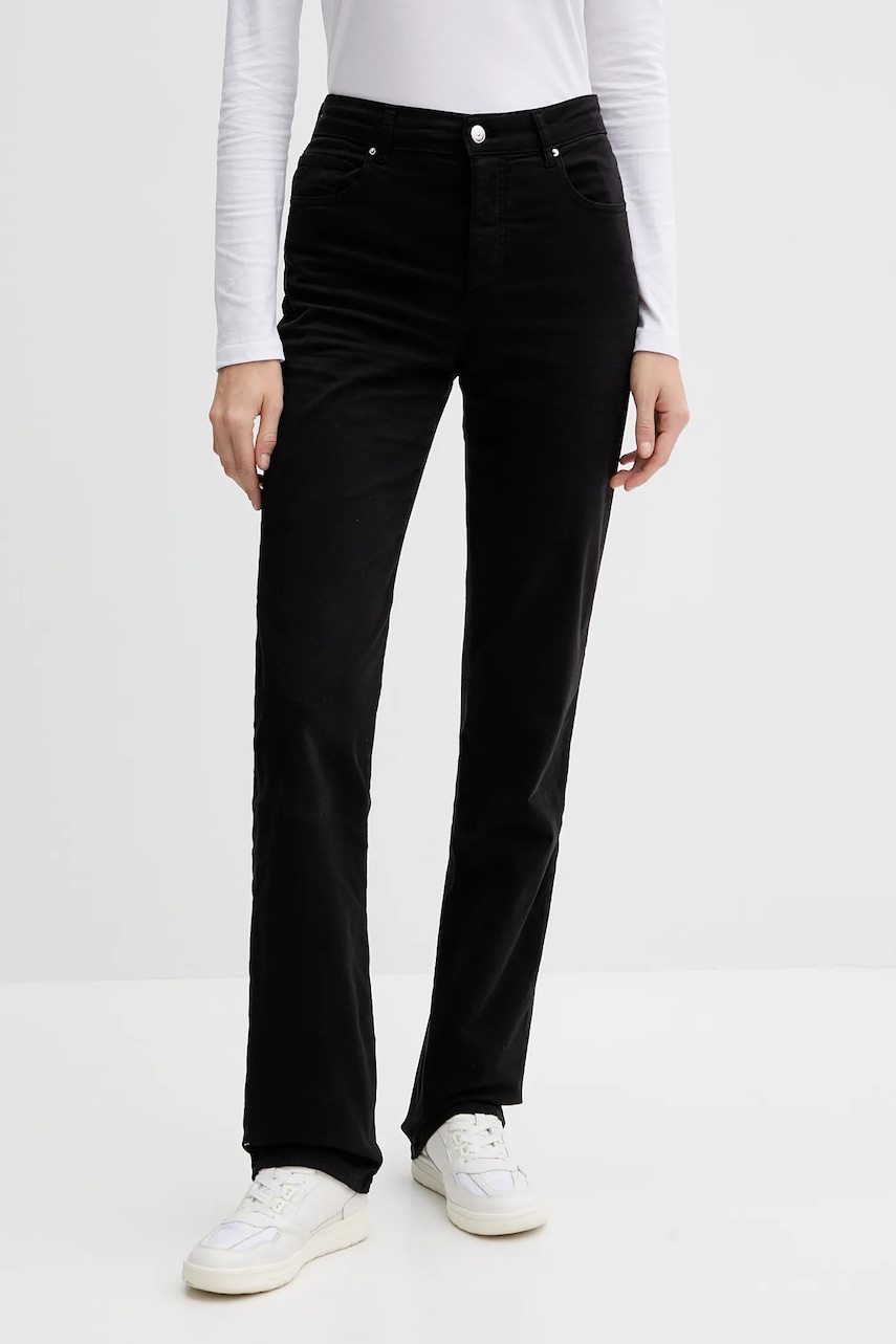 Kalhoty Armani Exchange dámské, černá barva, přiléhavé, high waist, XW000072 AF12862