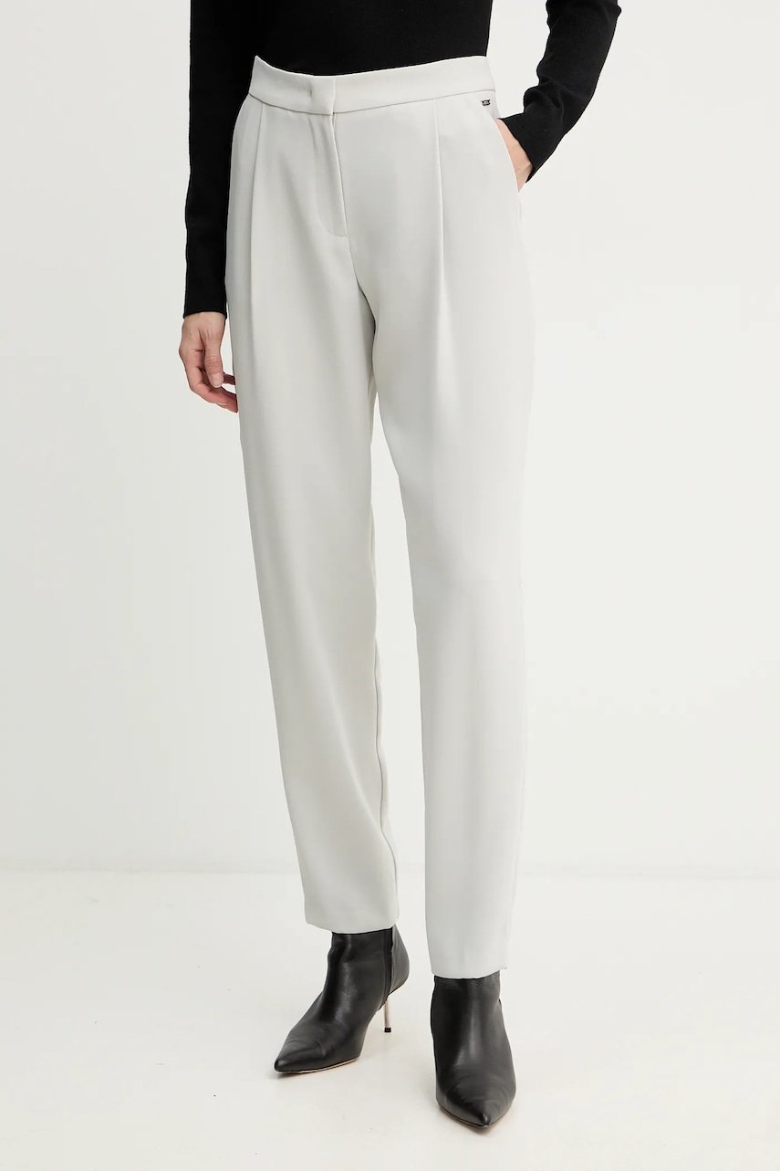 Kalhoty Armani Exchange dámské, šedá barva, high waist, XW001269 AF16151