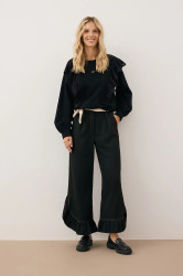 Kalhoty Bizuu NELLY dámské, černá barva, široké, high waist, NELLY BLACK