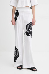 Kalhoty Blugirl Blumarine dámské, bílá barva, široké, high waist, RA5042.T2993
