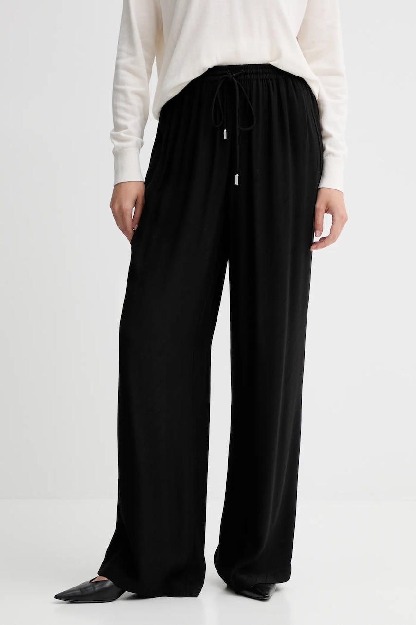 Kalhoty BOSS Orange C_Tane dámské, černá barva, high waist, 50544016