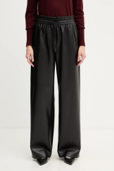 Kalhoty BOSS Talpina dámské, černá barva, široké, high waist, 50548123